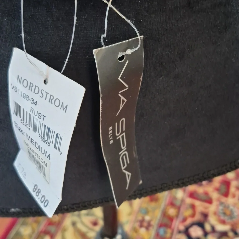 VIA SPIGA Vintage 90s Distressed Leather Wide Belt Medium Brown - Picture 2 of 7